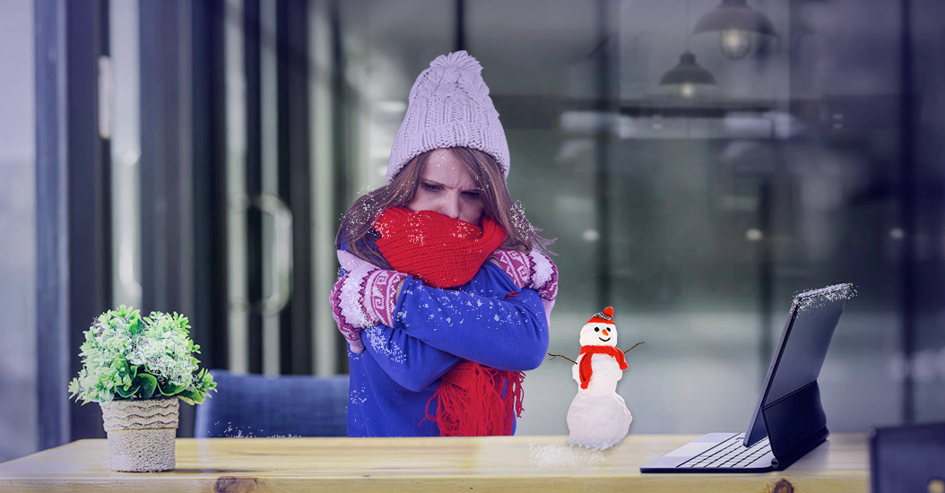 Frozen office worker