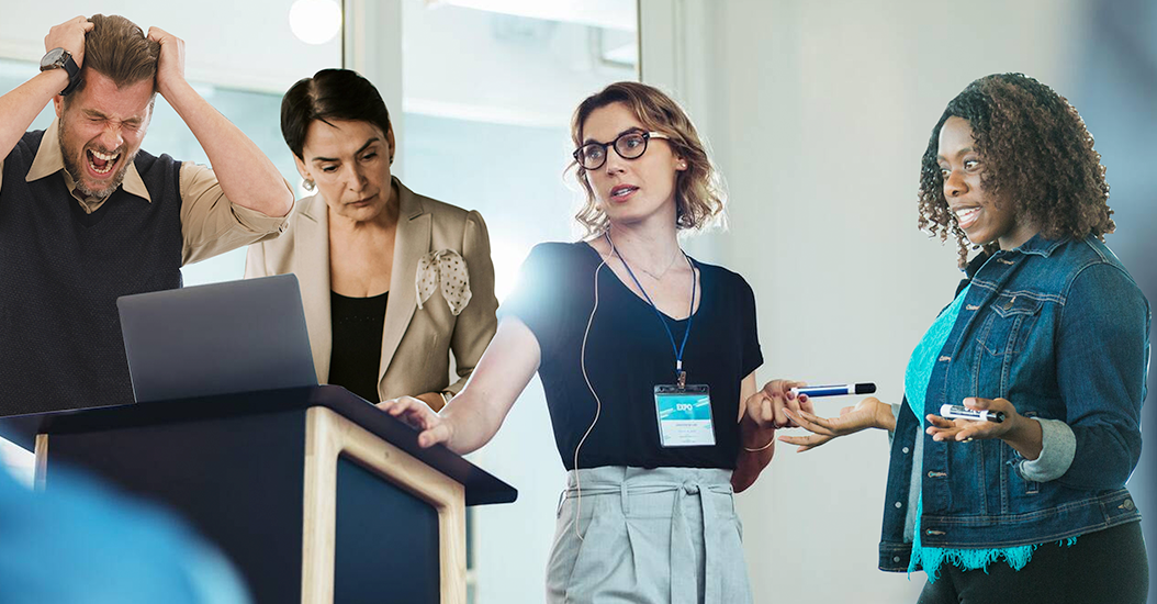 Four people now trying to get presentation laptop to work